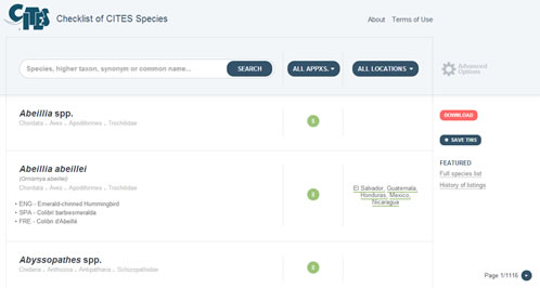 Nueva Lista de especies CITES disponible ya en línea