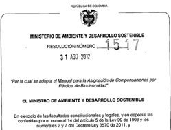 RESOLUCIÓN - Manual para la asignación de compensaciones por pérdida de biodiversidad